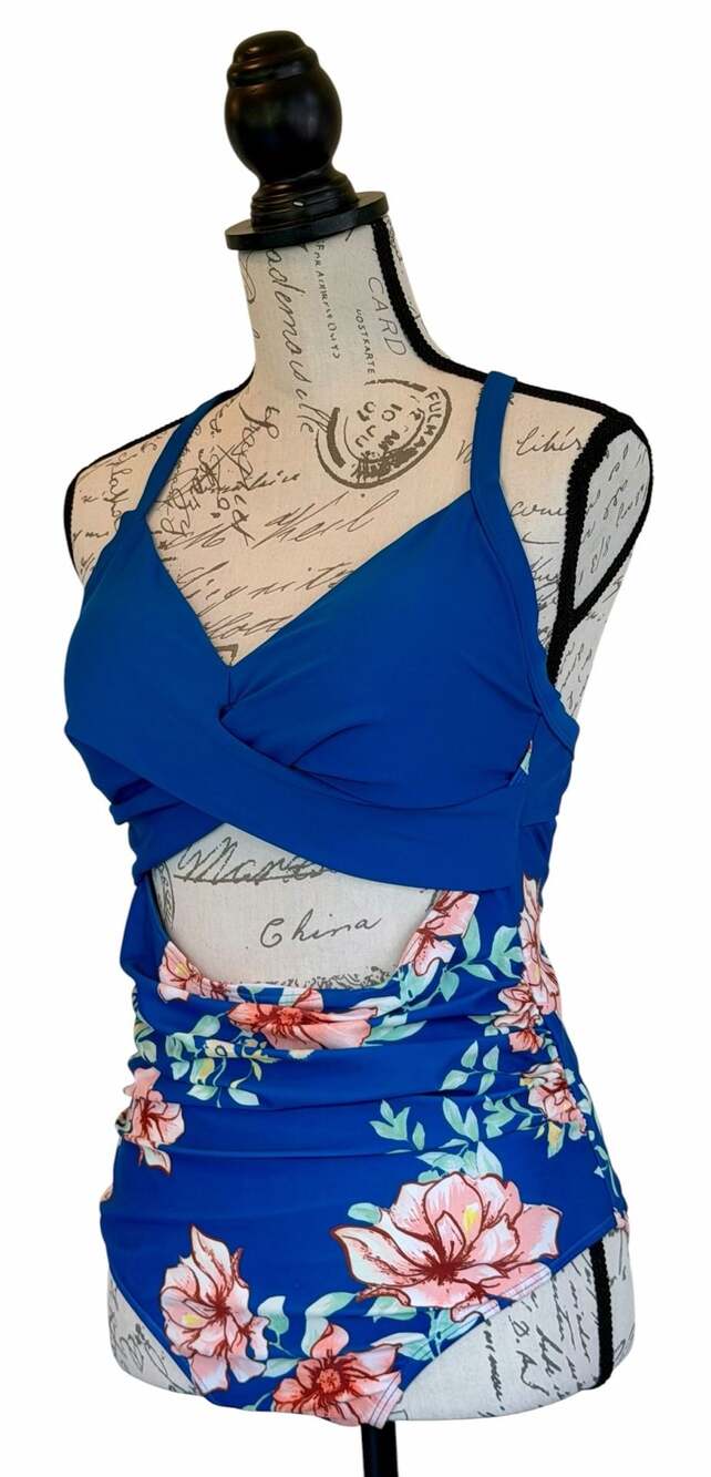 Eomenie Women's One-Piece Cutout Floral Swimsuit with Wrap Tie Back - Picture 1 of 11
